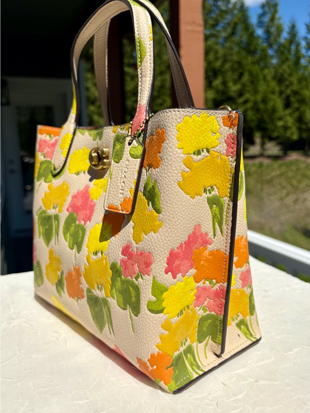 COACH Willow Tote Bag 24 With Embossed Floral Print & Matching Wallet CC389 - Picture 4 of 15